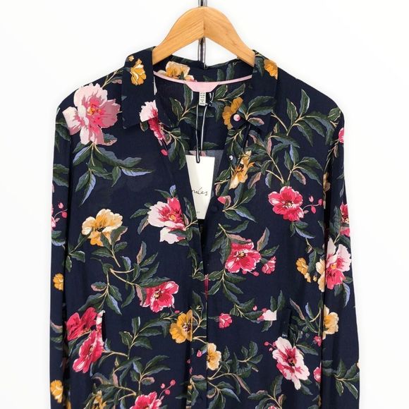Joules Aurelie Blue Floral A Line Button Down Midi Dress NWT - Picture 2 of 8